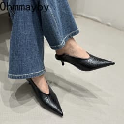 Fashion Pointed Toe Thin Heel Women Office Pumps Shallow Slip On Party Dress Shoes 2026 New Spring Autumn Commuter Footwear