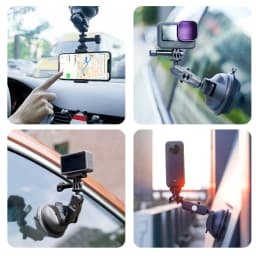 TELESIN Action Camera Holder Suction Cup For Gopro DJI OSMO Action Insta360 Smart Phone Holder Adjustable 1/4 Standard Adapter