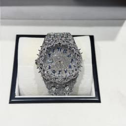 Luxury Full Diamond Men's Quartz Watch Thorn Bracelet Hip Hop Style Date Display with Luminous Function Men Business Wristwatch