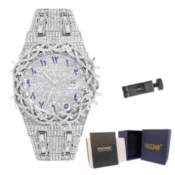 Luxury Full Diamond Men's Quartz Watch Thorn Bracelet Hip Hop Style Date Display with Luminous Function Men Business Wristwatch