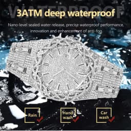 Luxury Full Diamond Men's Quartz Watch Thorn Bracelet Hip Hop Style Date Display with Luminous Function Men Business Wristwatch