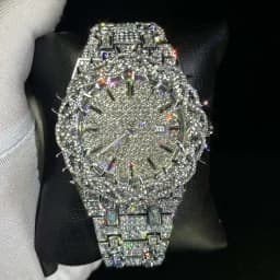 Luxury Full Diamond Men's Quartz Watch Thorn Bracelet Hip Hop Style Date Display with Luminous Function Men Business Wristwatch