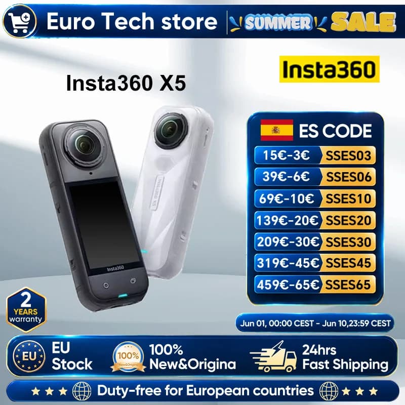 Insta360 X5 8K 360° Waterproof Leading Low Light Camera Invisible Selfie Stick Effect Hard Replaceable Lens 3H Battery