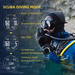 NORTH EDGE Mens Digital Watch Professional Dive Computer Watch Scuba Diving NDL (No Deco Time) 50M Altimeter Barometer Compass