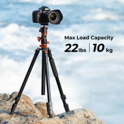K&F CONCEPT 90 inch /2.3m Camera Aluminum Alloy Tripods Reversible Transverse Center Column Tripod Travel T254A7+BH-28L Monopod