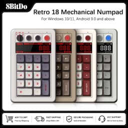 8BitDo Retro 18 Mechanical Numpad, Supports Calculator Mode, Bluetooth/2.4G/Wired Numpad for Windows and Android