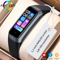 LIGE 1.1" AMOLED Color Display Smartwatch Waterproof Swimming Sports Watch Indoor Outdoor Tracking Smart Band for IOS Android