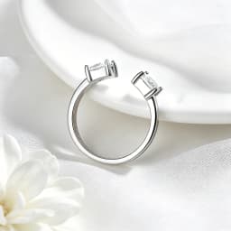 Smyoue 1CTTW 4.5mm Princess Cut Certified Moissanite Rings for Women Adjustable 100% 925 Sterling Silver Wedding Party Band Gift
