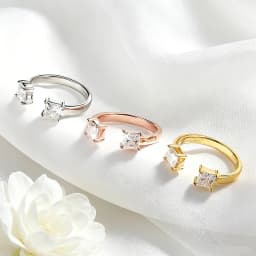 Smyoue 1CTTW 4.5mm Princess Cut Certified Moissanite Rings for Women Adjustable 100% 925 Sterling Silver Wedding Party Band Gift