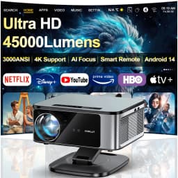2026 HORLAT 45000 Lumens 4K Ultra HD Projector TOF Focus Android 14 WiFi 6 1080P Full HD Daylight Home Theater Movie Projector