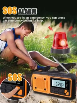 Multifunction Emergency Crank Power Station Radio - FM/AM/SW Portable with Power Bank Camping Torch Reading Lamp - Disaster Prep