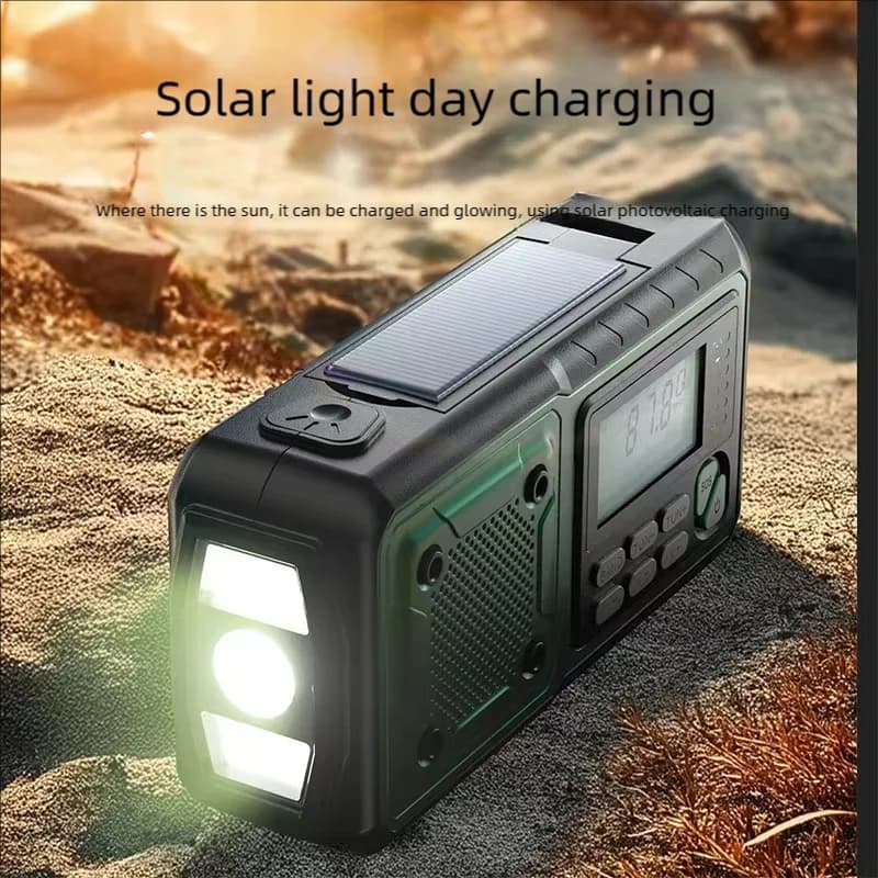 Multifunction Emergency Crank Power Station Radio - FM/AM/SW Portable with Power Bank Camping Torch Reading Lamp - Disaster Prep