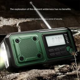Multifunction Emergency Crank Power Station Radio - FM/AM/SW Portable with Power Bank Camping Torch Reading Lamp - Disaster Prep