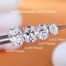 NKHOG 1-4CT Oval Moissanite Stud Earrings S925 Silver Sparkling Diamond Ear Studs For Women Men Wedding 18K Plated Jewelry GRA