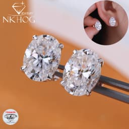 NKHOG 1-4CT Oval Moissanite Stud Earrings S925 Silver Sparkling Diamond Ear Studs For Women Men Wedding 18K Plated Jewelry GRA