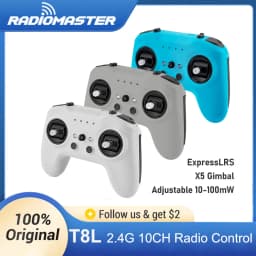 NEW RadioMaster T8L Radio FCC / LBT 2.4G ELRS 10CH Transmitter X5 Hall Gimbal Adjustable Power 10-100mW Wi-Fi Remote Controller