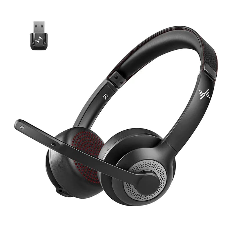 JIAMQISHI EH02U Wireless Bluetooth Headset ANC MIC for Work Computer Headphones USB Dongle Mute Mic for MacBook Headset Phone