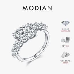 MODIAN D Color Moissanite Eternity Band Ring 925 Sterling Silver Luxury Geometric Ring For Women Wedding Engagement Fine Jewelry