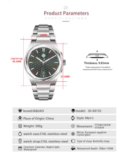 IX&DAO 2026 New 37mm Warrior Men's Automatic Mechanical Watch PT5000 Movement Sapphire Stainless Steel Waterproof 10Bar BGW9