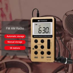 Retekess V112 Radio Mini Pocket Radio Receiver Portable Radios AM FM Rechargeble Sleep Time Earphone For Walkman Go Hiking