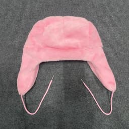 Domokun Pink Cartoon DesignEmbroidery Warm Coral Velvet Lei Feng Hat Autumn Winter Outdoor Ear Protection