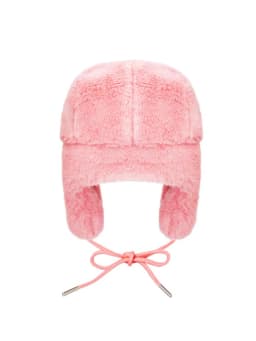 Domokun Pink Cartoon DesignEmbroidery Warm Coral Velvet Lei Feng Hat Autumn Winter Outdoor Ear Protection