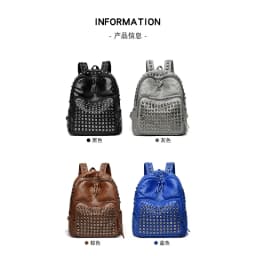 2025 New Super Cool Rivets Soft PU Fashion Backpacks Solid Zipper Large Capacity High Quality Designer Style Backpacks for Women