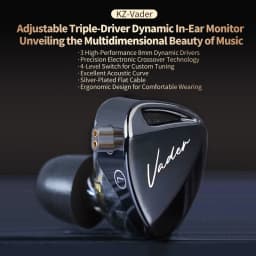 KZ Vader 3 Dynamic Driver IEM In-Ear Monitor Triple 8mm DD Crossover 4-Level Tuning Switch 0.75mm 2-Pin Cable 3.5mm HiFi
