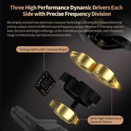 KZ Vader 3 Dynamic Driver IEM In-Ear Monitor Triple 8mm DD Crossover 4-Level Tuning Switch 0.75mm 2-Pin Cable 3.5mm HiFi