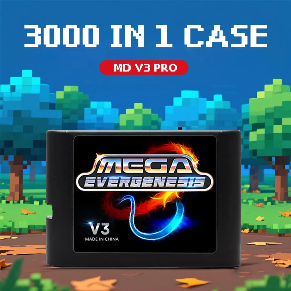 3000 in 1 Mega Genesis V3 Pro With 4GB TF Card EDMD Game Card For SEGA Genesis Mega Drive Master System Game Console