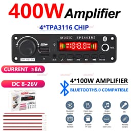 400W Amplifier Bluetooth MP3 WMA APE Decoder Board DC8-26V Handsfree Car Audio Microphone USB TF FM Radio DIY Mp3 Music Player