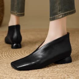 French Vintage Soft Sole Square Toe Deep Mouth French Single Shoes New Low Heel Comfortable Spring and Autumn Women's Shoes