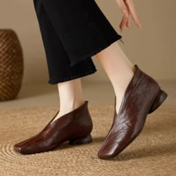 French Vintage Soft Sole Square Toe Deep Mouth French Single Shoes New Low Heel Comfortable Spring and Autumn Women's Shoes