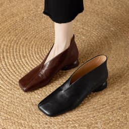 French Vintage Soft Sole Square Toe Deep Mouth French Single Shoes New Low Heel Comfortable Spring and Autumn Women's Shoes
