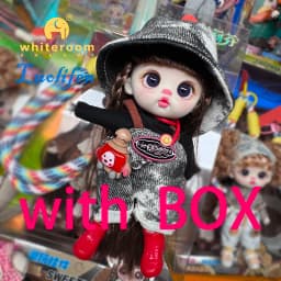 Luolifen Doll for Girl Gift Cute Mini OB11 BJD Trendy Toy Denim Set Kawaii Dopamine Candy Blue Green Eyes Toy Accessories