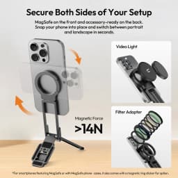 Ulanzi MA38 MagLock Phone Stand Magnetic Phone Mount Selfie for iPhone 17 16 15 14 with Hidden Hook for Slopes Walls for Travel