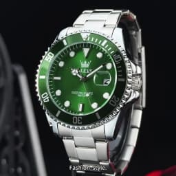 OLEVS 5885 Men's Watches Business Stainless Steel Strap Green Quartz Watch Waterproof Calendar Luminous High Quality Wristwatch