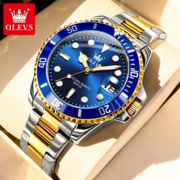 OLEVS 5885 Men's Watches Business Stainless Steel Strap Green Quartz Watch Waterproof Calendar Luminous High Quality Wristwatch
