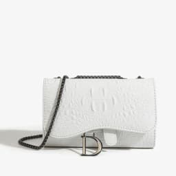 Fashion Ladies Croc Pattern Sequined Chain Crossbody Bag D‑Buckle Shoulder Messenger Handbag Women Evening Party Purse