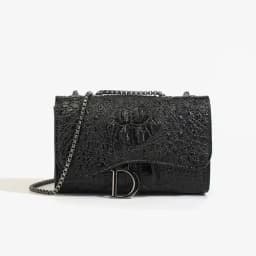 Fashion Ladies Croc Pattern Sequined Chain Crossbody Bag D‑Buckle Shoulder Messenger Handbag Women Evening Party Purse
