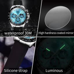 OLEVS 2875 Original Luxury Brand Quartz Watch for Men Silicone Strap Chronograph Auto Date Waterproof Moon Phase Man Sport Watch