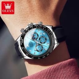 OLEVS 2875 Original Luxury Brand Quartz Watch for Men Silicone Strap Chronograph Auto Date Waterproof Moon Phase Man Sport Watch