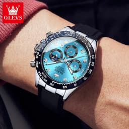 OLEVS 2875 Original Luxury Brand Quartz Watch for Men Silicone Strap Chronograph Auto Date Waterproof Moon Phase Man Sport Watch