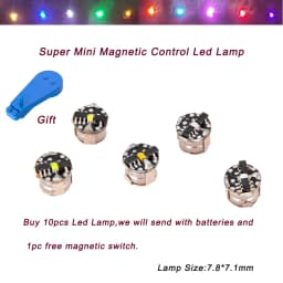 10pcs Super Mini Magnetic Led Lamp Toys 7.8mm *7.1mm DIY Model Making General Model Plus Light with Batteries and 1pc Magnet