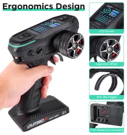 DUMBORC 2.4G 10CH Digital Radio Remote Controller DDF-350 Transmitter with Receiver for RC Car Boat Tank LCD FHSS System