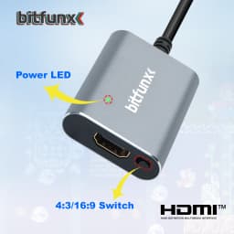Bitfunx 720P HDMI™ Adapter S-video SV/AV HDTV Converter For NTSC PAL N64 SNES SFC NGC Game Console Aspect Ratio Switch