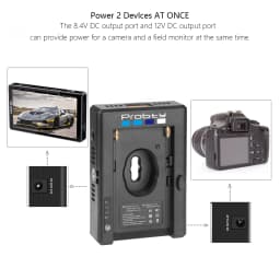 NP-F Battery Charger Battery Adapter Plate with DC12V DC8V USB-A Output Cold Shoe Adapter 1/4 Inch Screw Hole