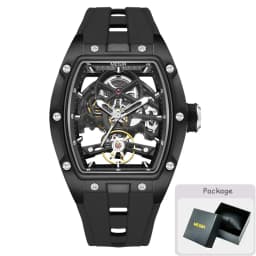 MEGIR Fashion Leisure Alloy Case Men Mechanical Watch Silicone Band Barrel Shaped Dial Luminous Pointer Design Man Wristwatch
