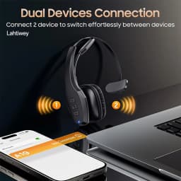 Trucker Bluetooth Headset, Wireless Headset with Mic, Bluetooth Headsets with Dual Noise Cancelling Microphone & Mute Button