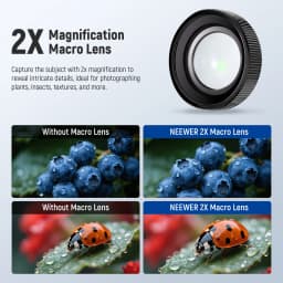 NEEWER Macro Lens Compatible with DJI Osmo Action 5 Pro/4 Action Camera, 2X Magnification, Close Up Photography Accessory